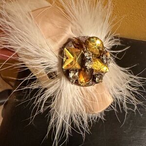 Designer Feathered head band with Gold Accents